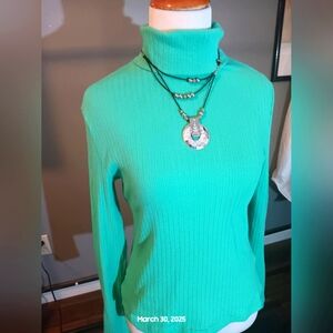 (3 sweaters)Red, yellow, jade Ribbed Turtleneck Sweater